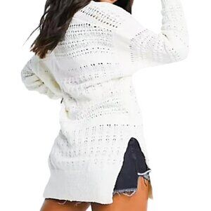 NWT Free People Hot Tropics Pullover Tunic Ivory XS Open Knit Sweater